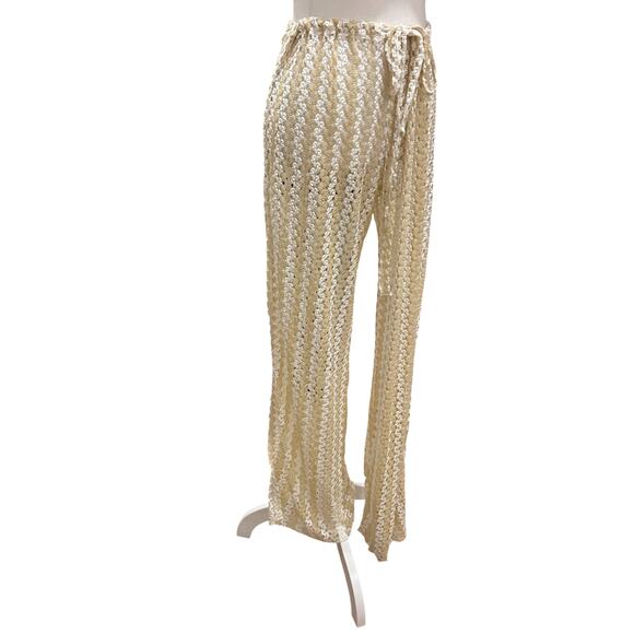 Becca Rebecca Virtue Gold Crochet Beach Cover Up Pants Boho Womens Size Large - Picture 2 of 5